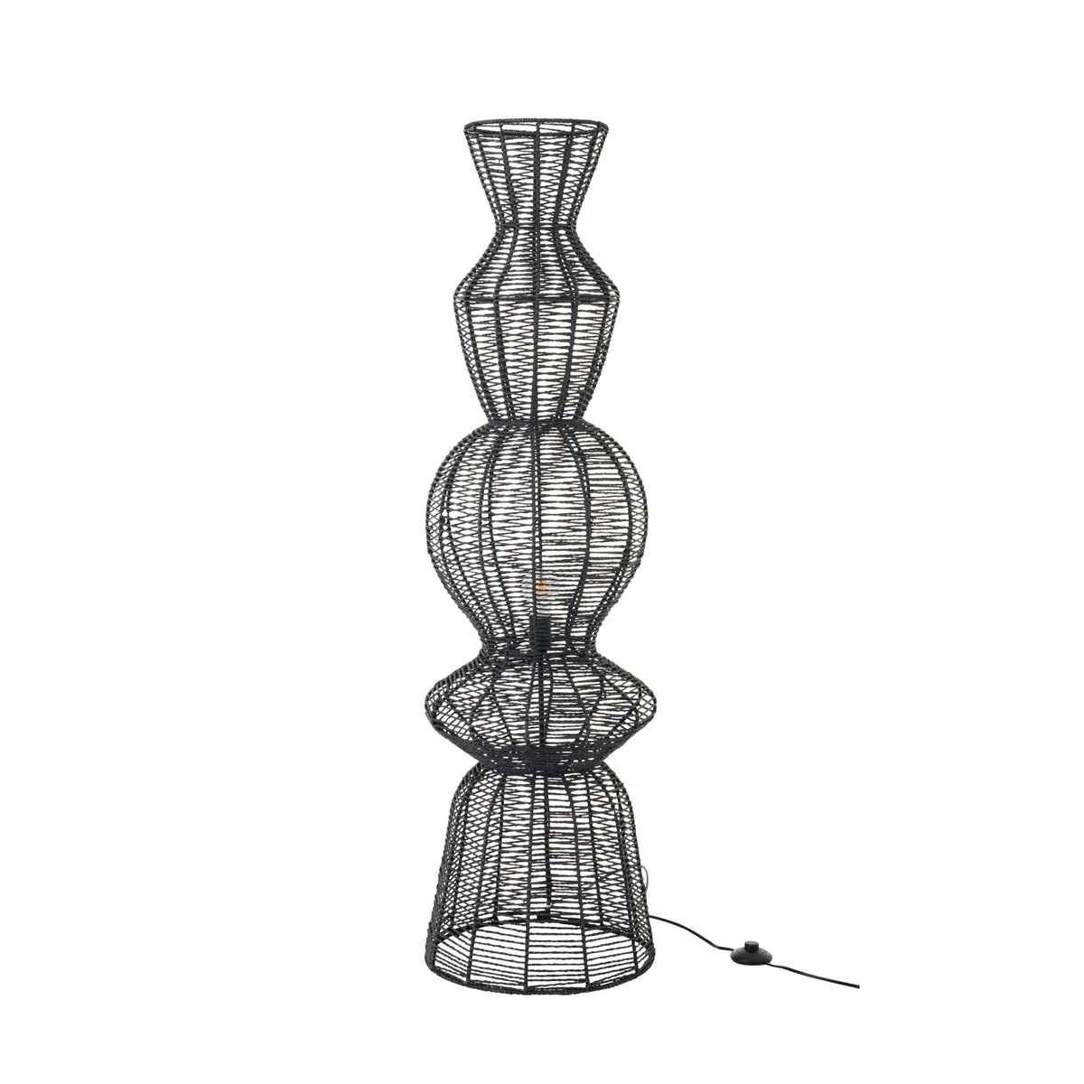 Lampadaire en corde noire et métal