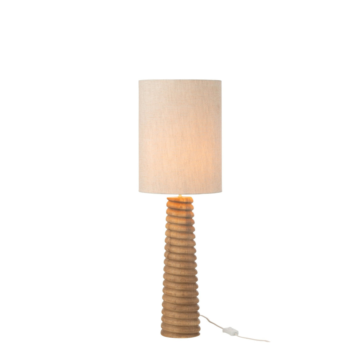 Lampe à poser Filetage en bois d'ailante naturel et gris