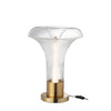 Lampe à poser LED champignon en verre strié et métal doré