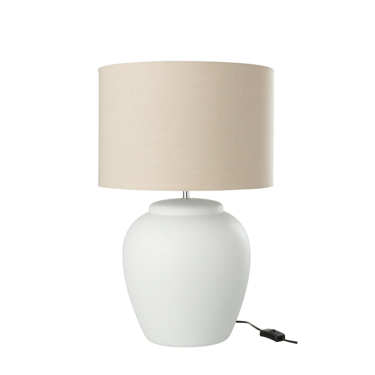 Lampe à poser Meli en céramique blanche, abat-jour en lin, grand modèle