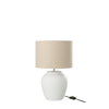 Lampe à poser Meli en céramique blanche, abat-jour en lin, petit modèle