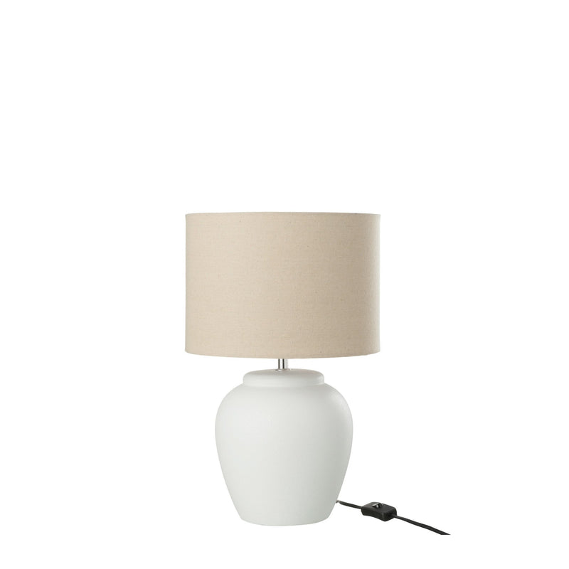 Lampe à poser Meli en céramique blanche, abat-jour en lin, petit modèle