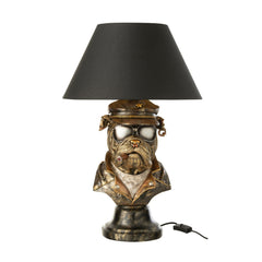 Lampe à poser bouledogue en polyrésine marron antique