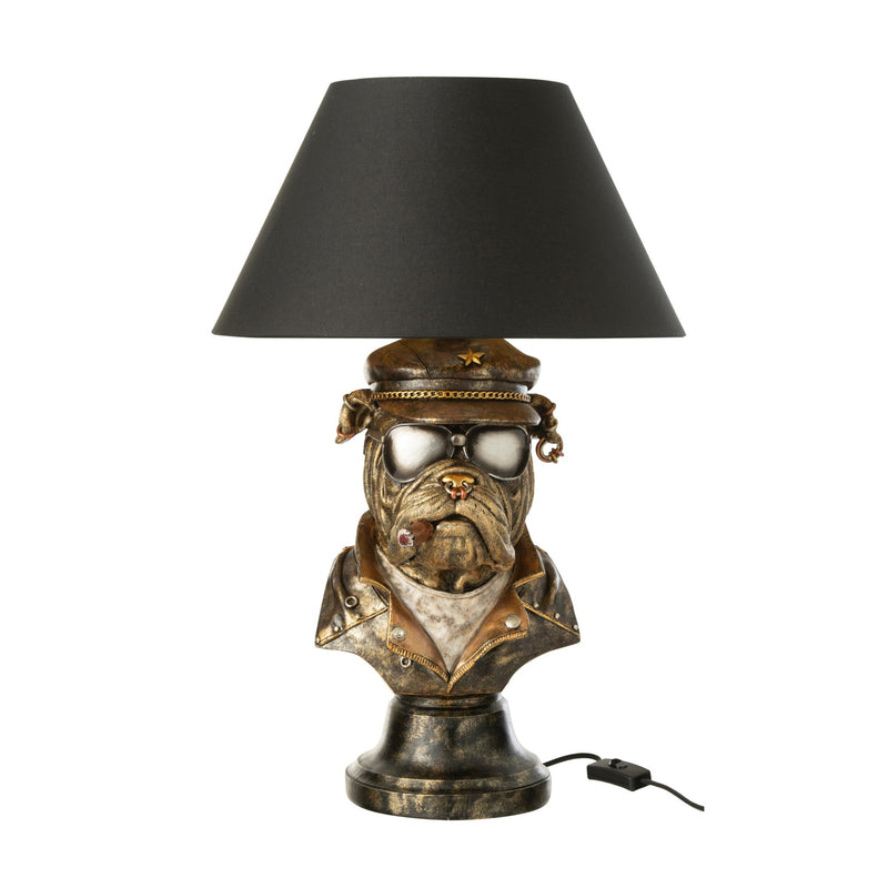 Lampe à poser bouledogue en polyrésine marron antique