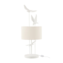 Lampe à poser oiseaux en polyrésine blanc et beige