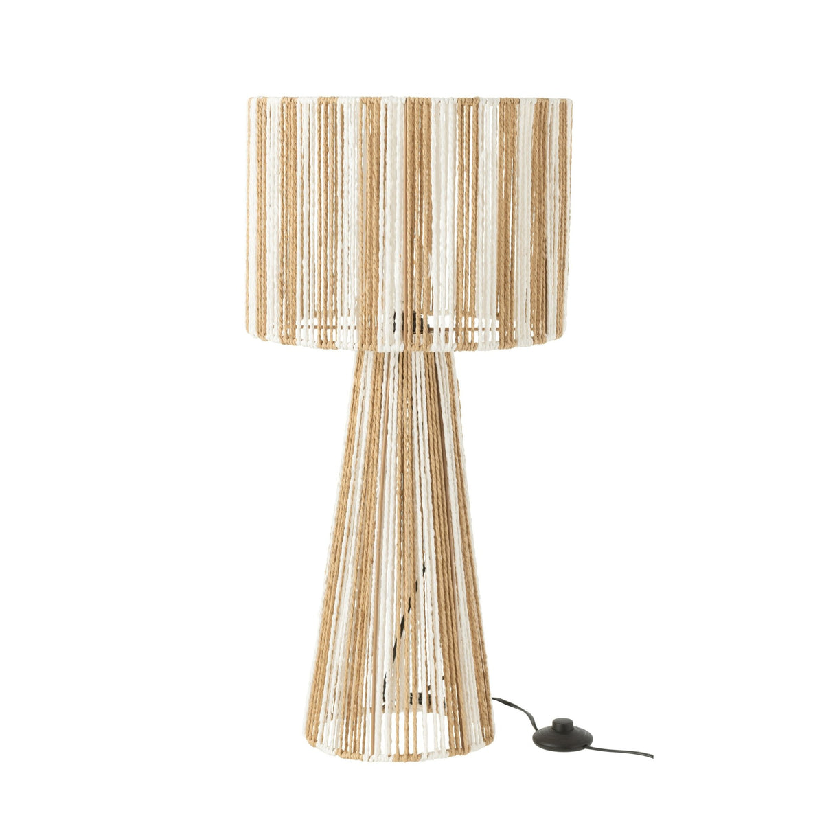 Lampe à poser rayée en corde et papier