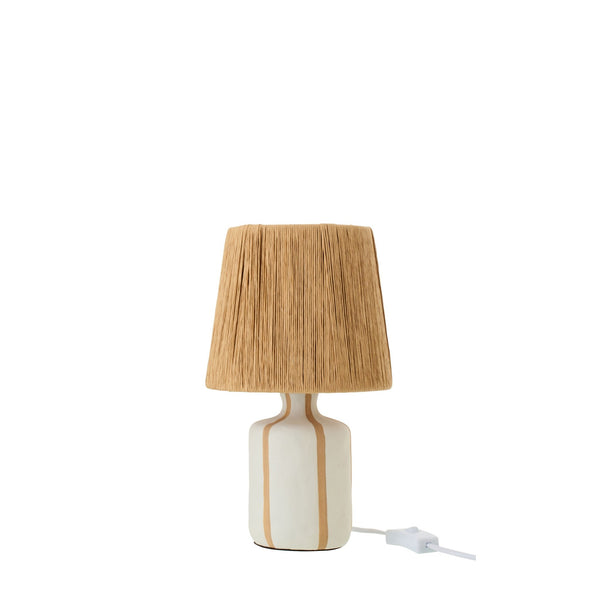 Lampe à poser rayée en céramique naturel et blanc, petit modèle