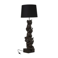 Lampe à poser trois éléphants en résine marron