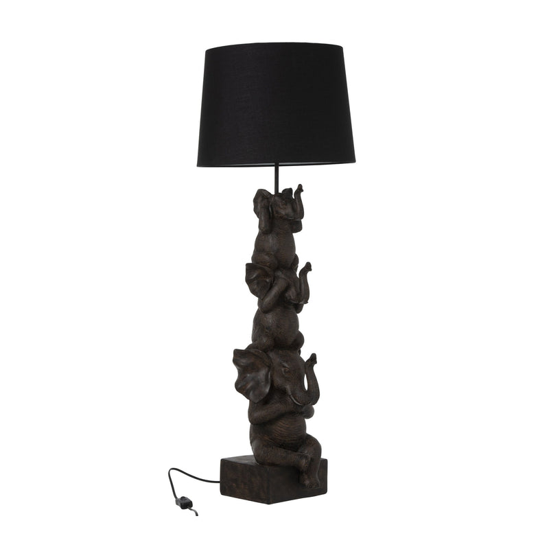 Lampe à poser trois éléphants en résine marron