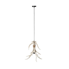 Suspension bois de cerf en polyrésine beige clair, grand modèle