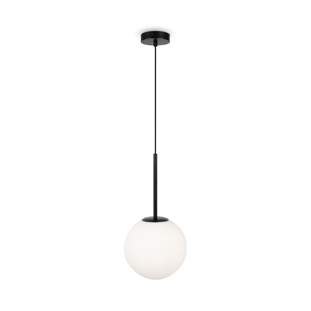 Même suspension noire, angle légèrement décalé montrant câble et tige fine