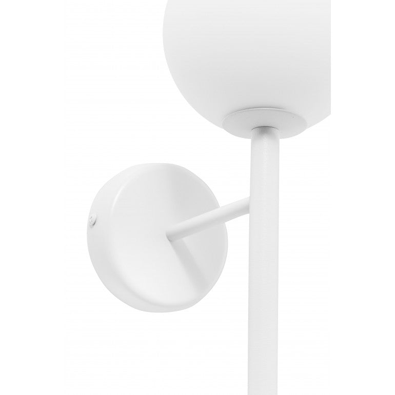 Détail de finition blanche : platine, bras et base du globe