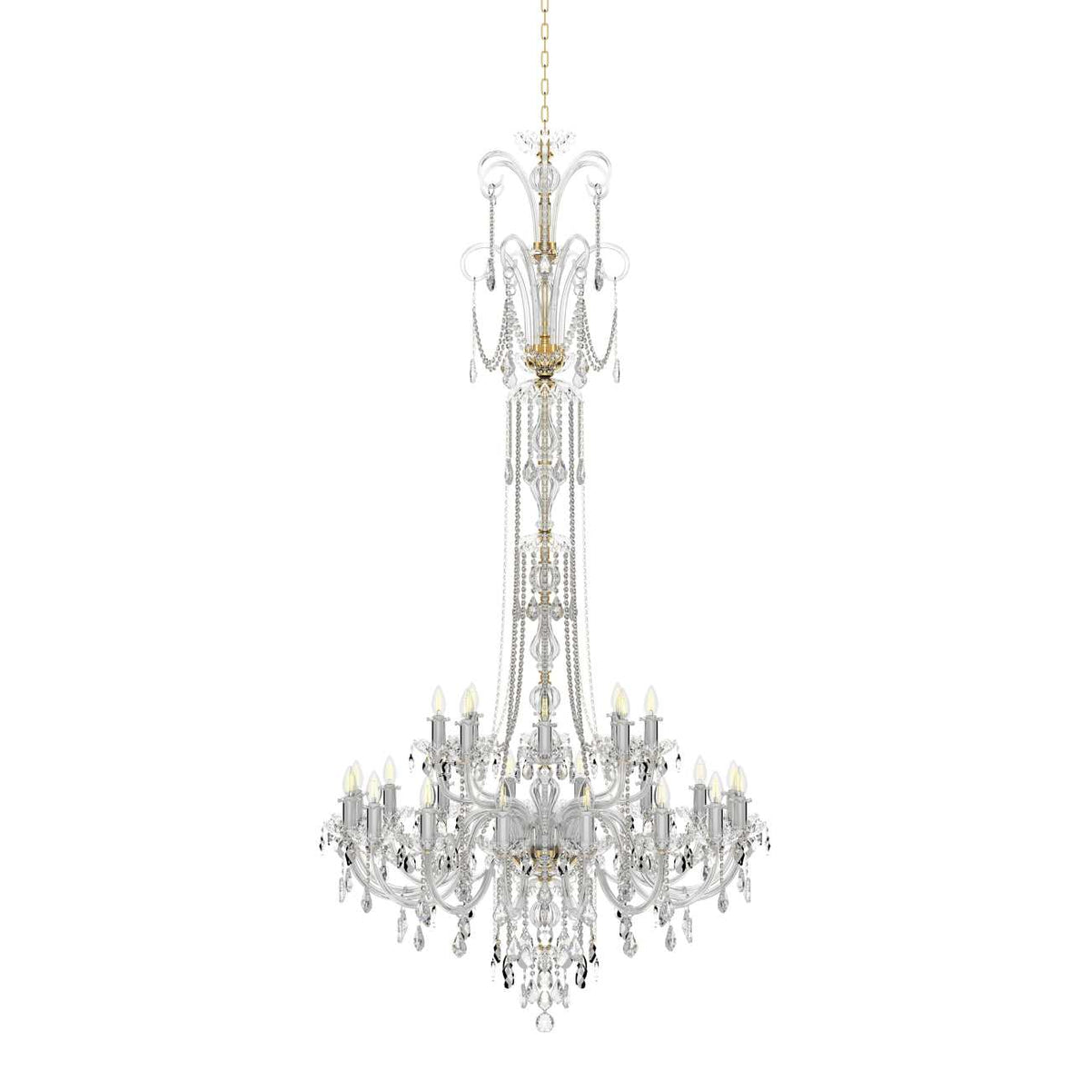 Produit détouré sur fond blanc, silhouette complète et finitions cristal
