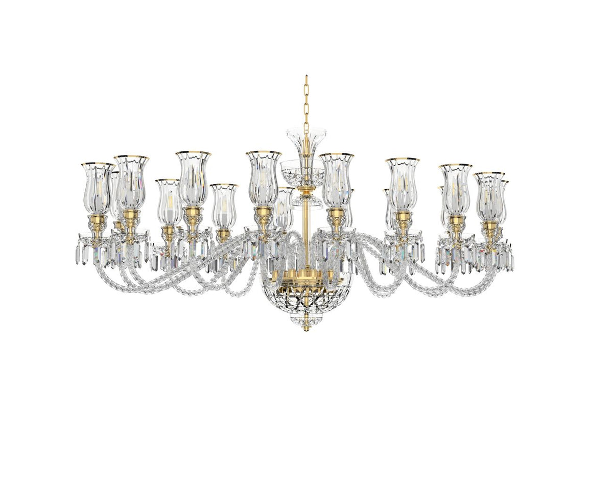 Vue d'ensemble sur fond blanc, luminaire suspendu avec abat-jour en verre.