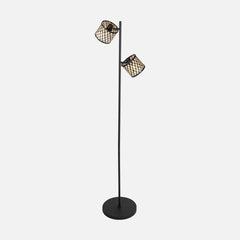 Bambus-Stehlampe mit 2 verstellbaren Spots, schwarzer Stab H 150 cm | Bambus