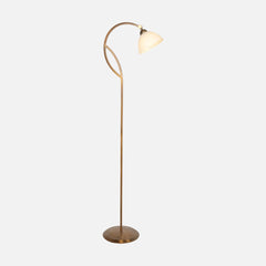 Stehlampe mit Glasschirm in Marmoroptik, Bronze mit Fußschalter | Anthéa