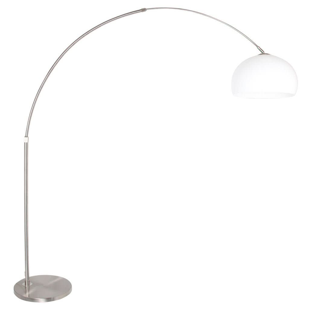 Vue entière du luminaire sur fond blanc, montrant sa courbe et son dôme.