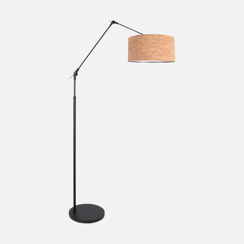 Bogenstehleuchte mit Leselicht, schwenkbarer Kork-Lampenschirm Ø 40 cm, Wohnzimmer | Korvik