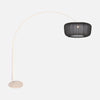 Moderne Bogenlampe, schwarzer Segeltuch-Lampenschirm & cremefarbener Fuß Ø 60 cm | Soléa