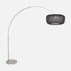 verstellbare Bogenlampe, Lampenschirm aus schwarzem Voile & Fuß aus gebürstetem Stahl | Stévia