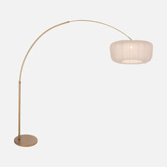 Bogenlampe Bronze, weißer Plisseeschirm Ø 60 cm | Sélva