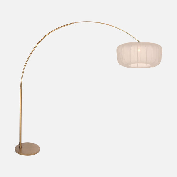 Bogenlampe Bronze, weißer Plisseeschirm Ø 60 cm | Sélva