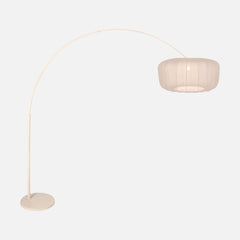Cremefarbene Bogenlampe, plissierter Lampenschirm Ø 60 cm mit Dimmer | Cézan