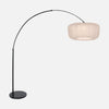 Bogenlampe für das Wohnzimmer, plissierter weißer Voile-Lampenschirm Ø 60 cm | Velsa