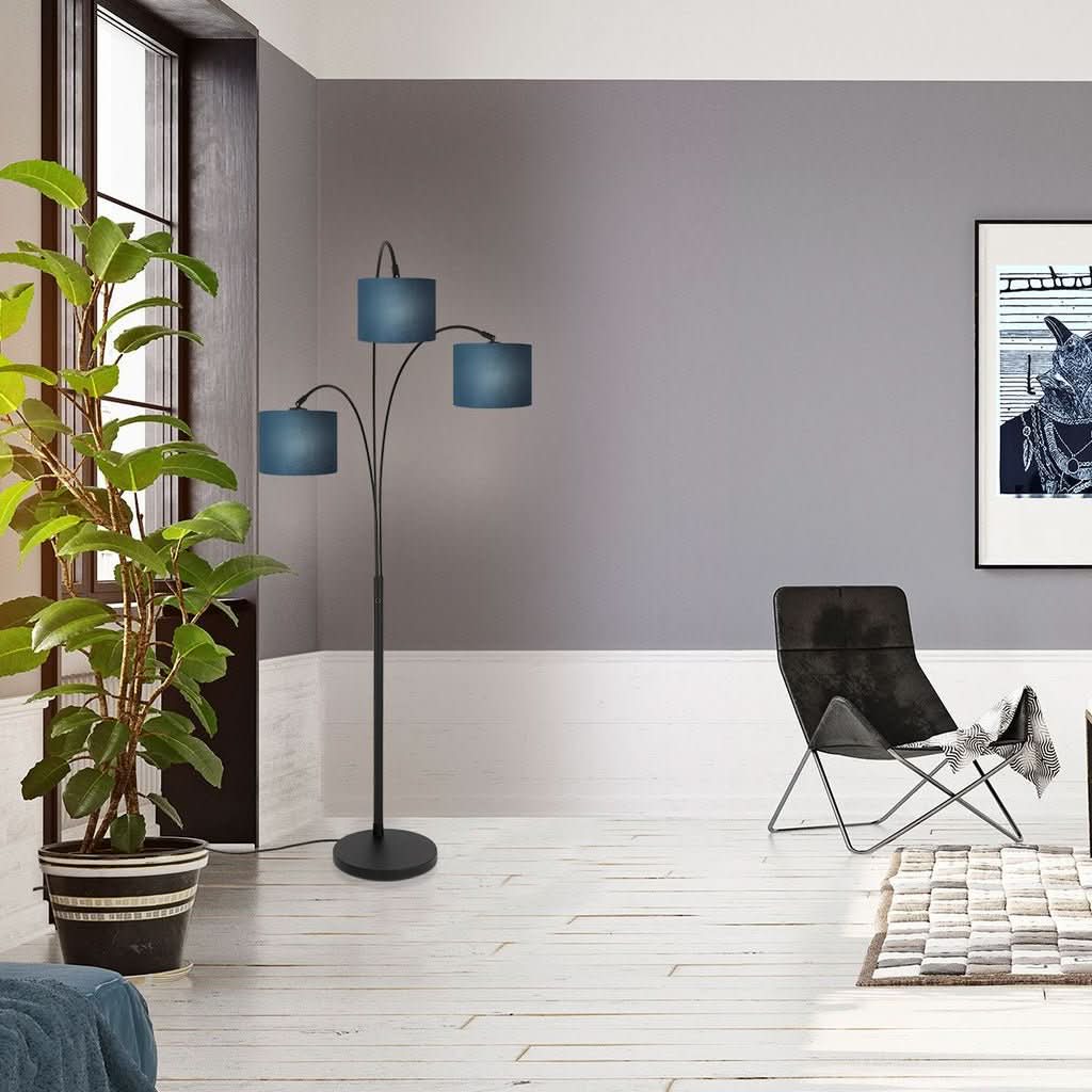 Lampadaire LED Interieur Triple Bleu | Mela