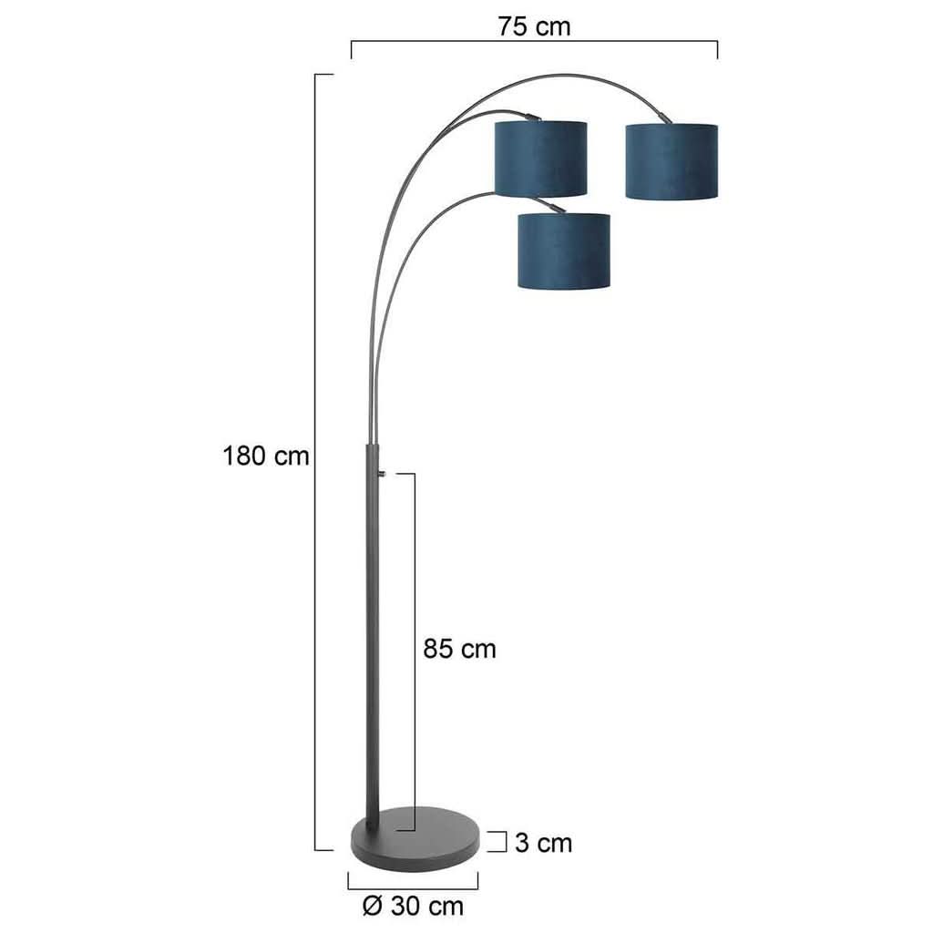 Schéma coté du lampadaire, hauteur 180 cm, largeur 75 cm, base 30 cm