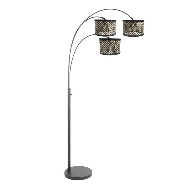 Bogenlampe 3-flammig Bambus Schwarz | Yale