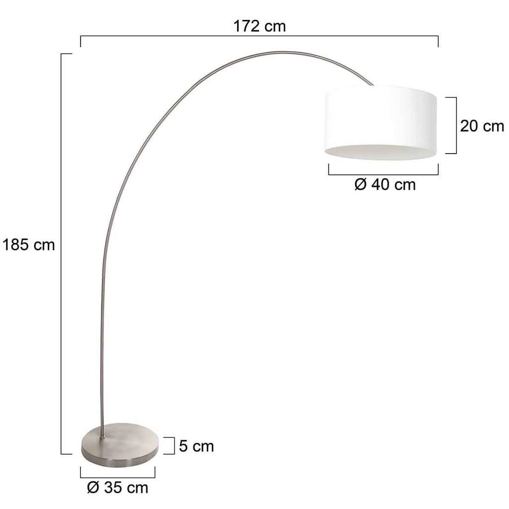 Schéma coté du lampadaire avec hauteur, largeur et dimensions de l'abat-jour.