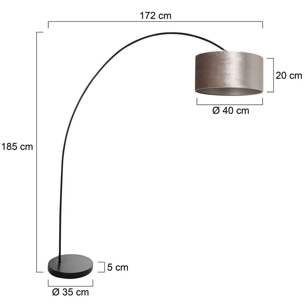 Schéma coté du luminaire avec hauteur, largeur et diamètres