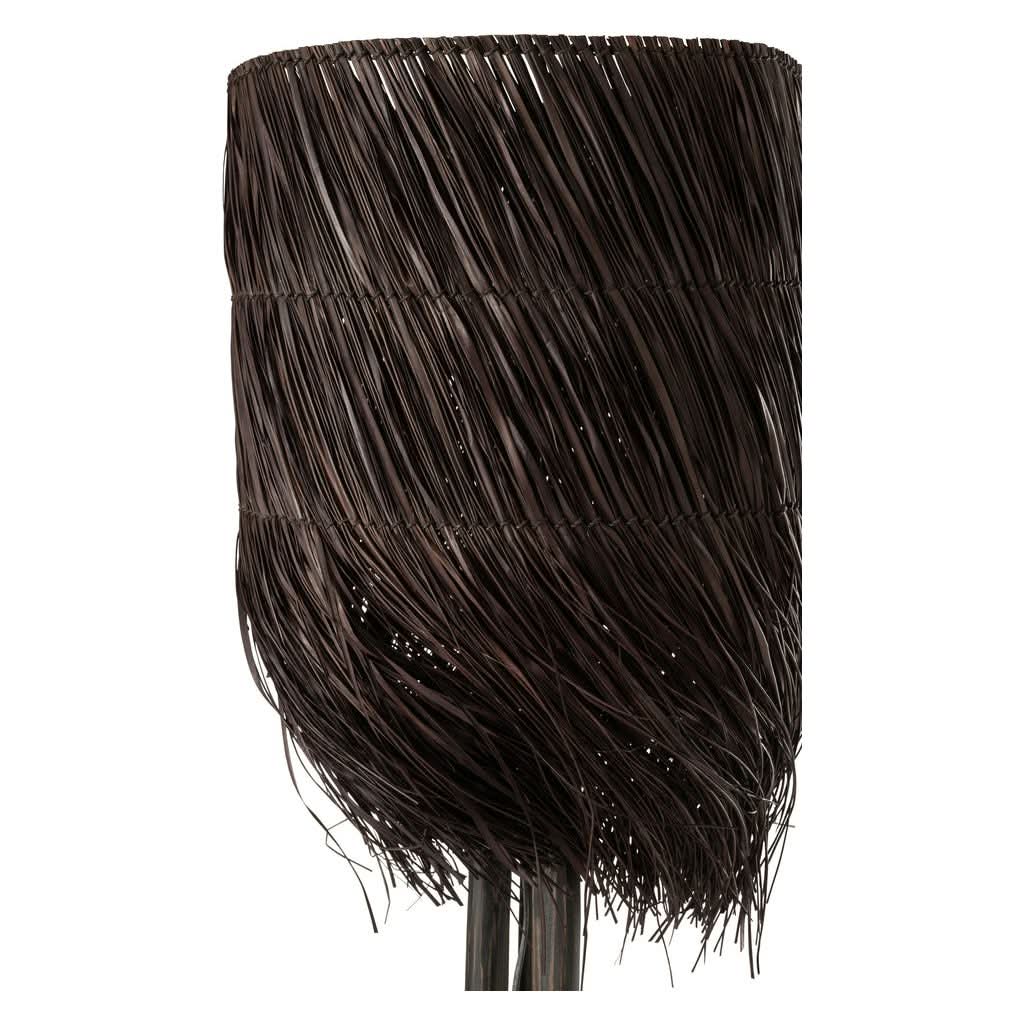 Große Lampe aus braunem Holz