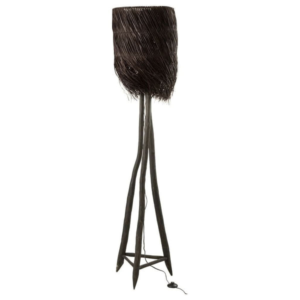 Große Lampe aus braunem Holz