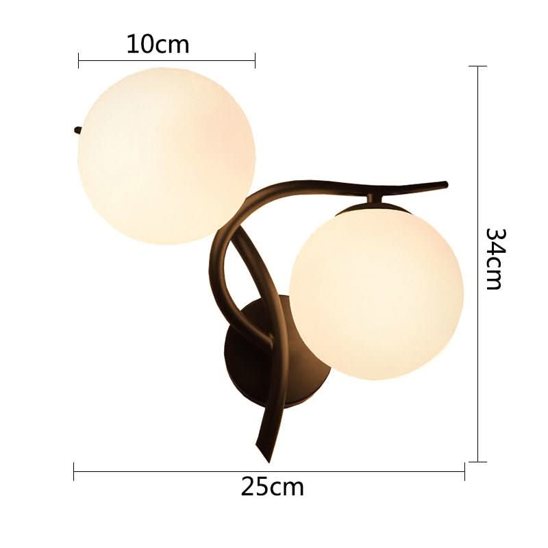 Schéma coté du luminaire : 25 cm de large, 34 cm de haut, globe 10 cm