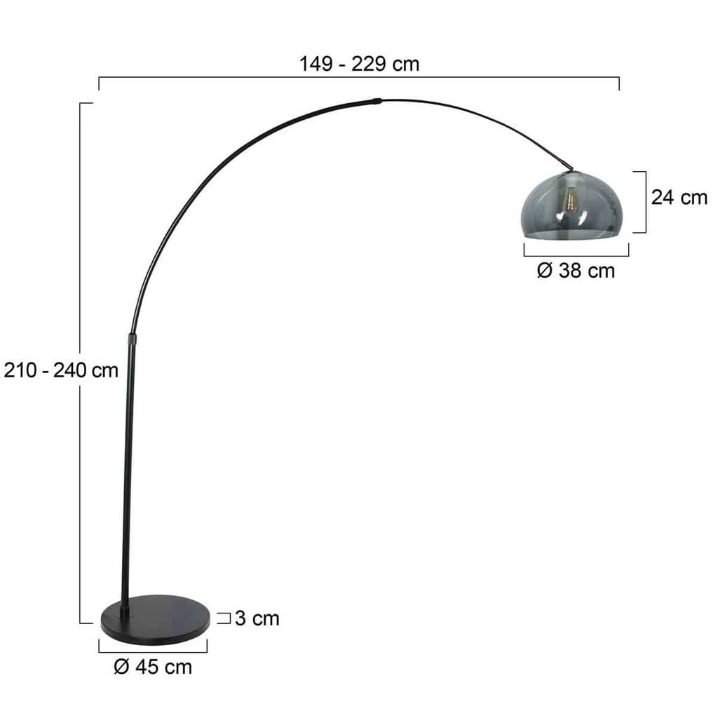 Schéma coté indiquant hauteur, portée, diamètre du socle et du dôme
