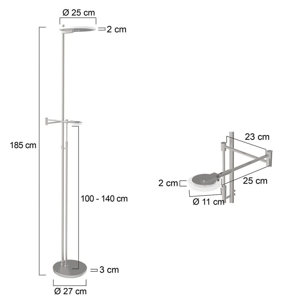 Schéma coté du lampadaire indiquant hauteur totale et dimensions des deux disques