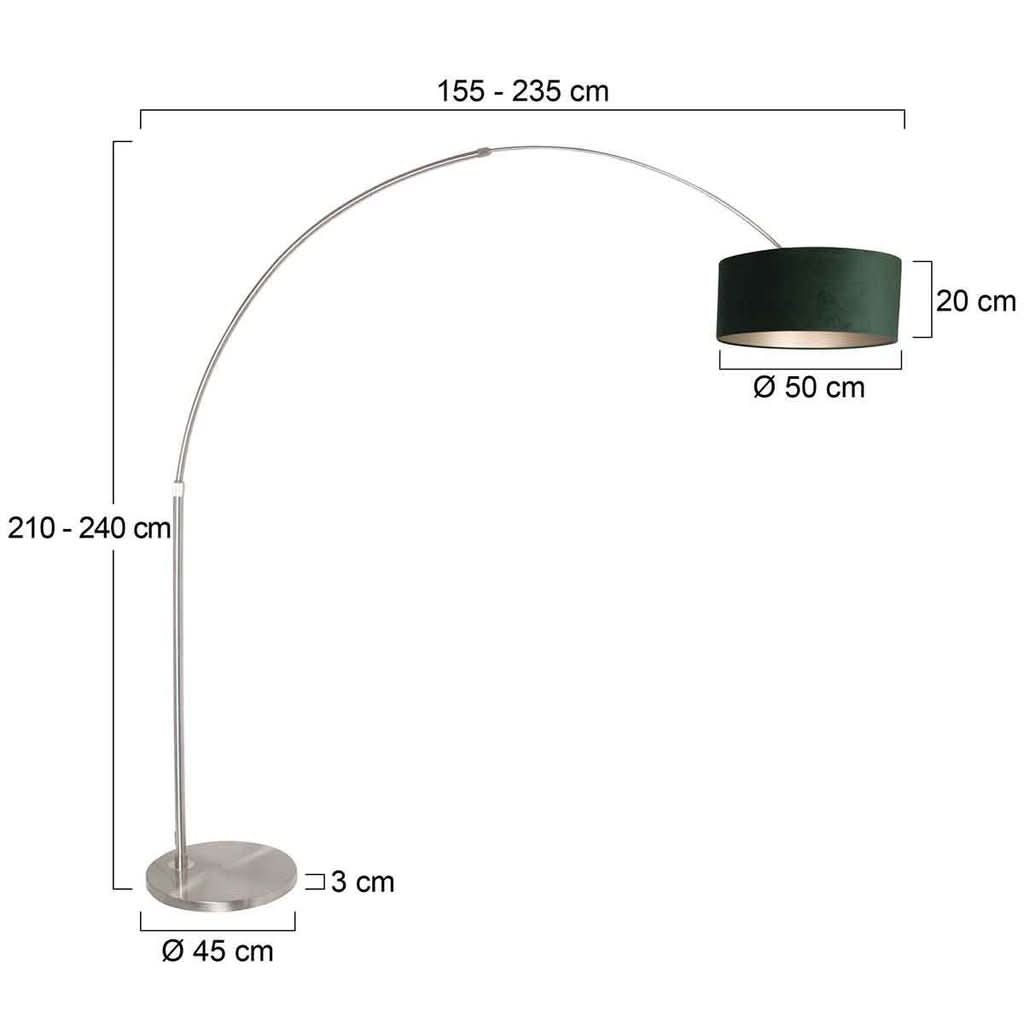 Schéma de dimensions du lampadaire avec hauteur, largeur et diamètre.