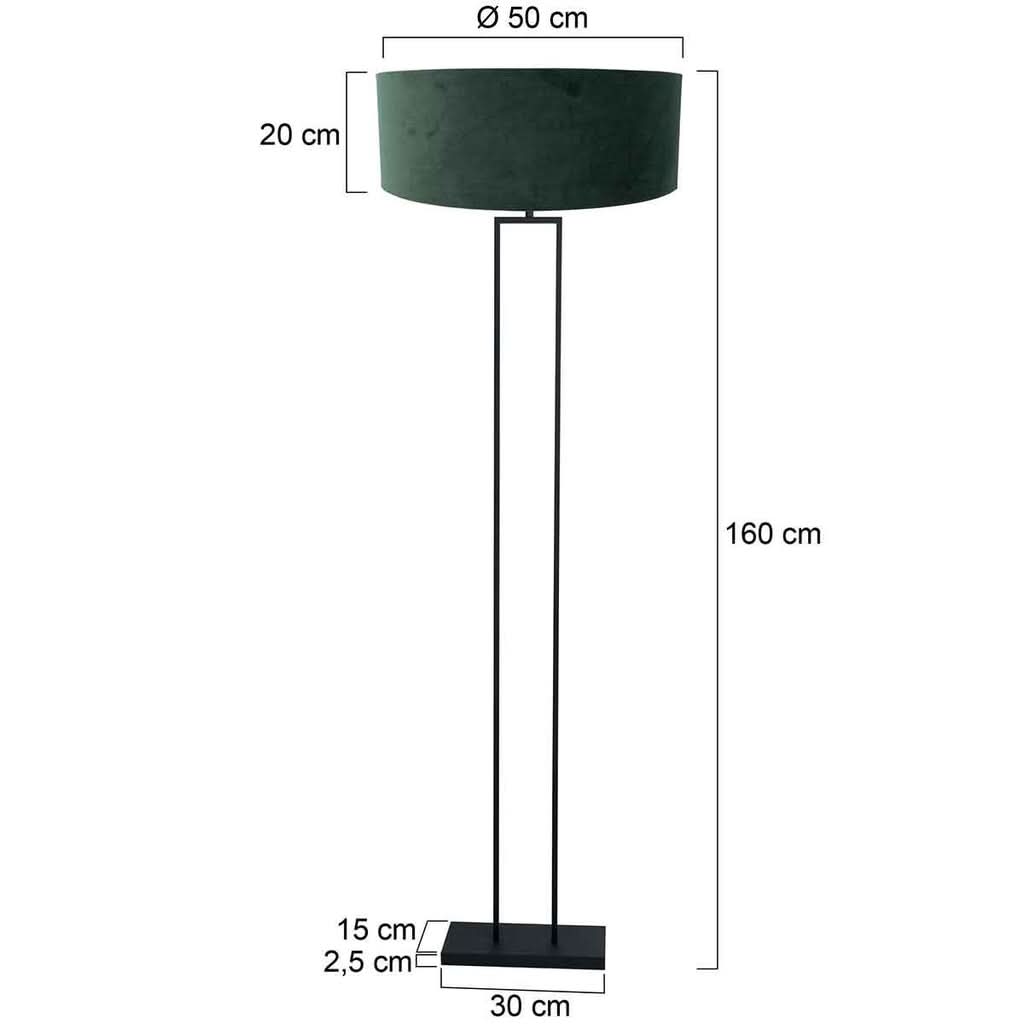 Schéma de dimensions de la lampe avec hauteur, diamètre et base.