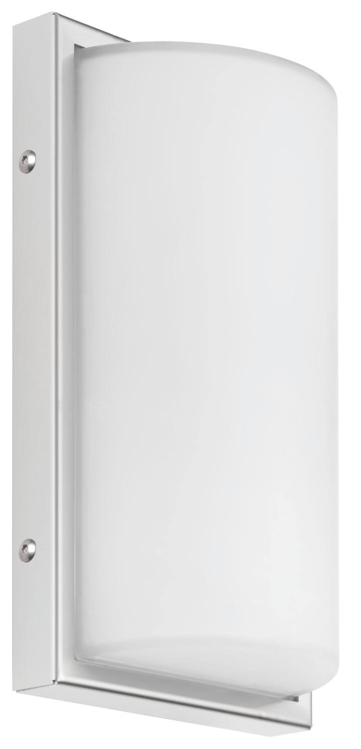 Vue rapprochée de l'applique montrant la platine inox et les vis de fixation