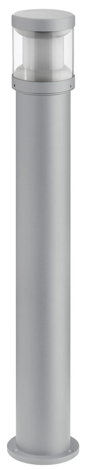 Vue détaillée de la borne avec capot, diffuseur transparent et socle de fixation