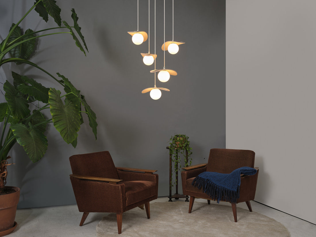 Suspension Pearl beige, 5 lumières