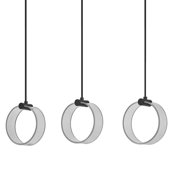 Suspension Circle noire, 3 lumières, linéaire