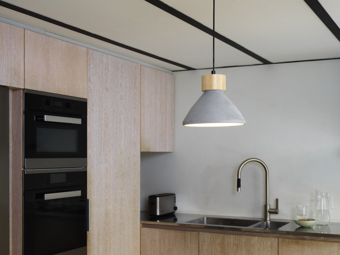 Suspension Concrete Wood anthracite, H 122,5 cm