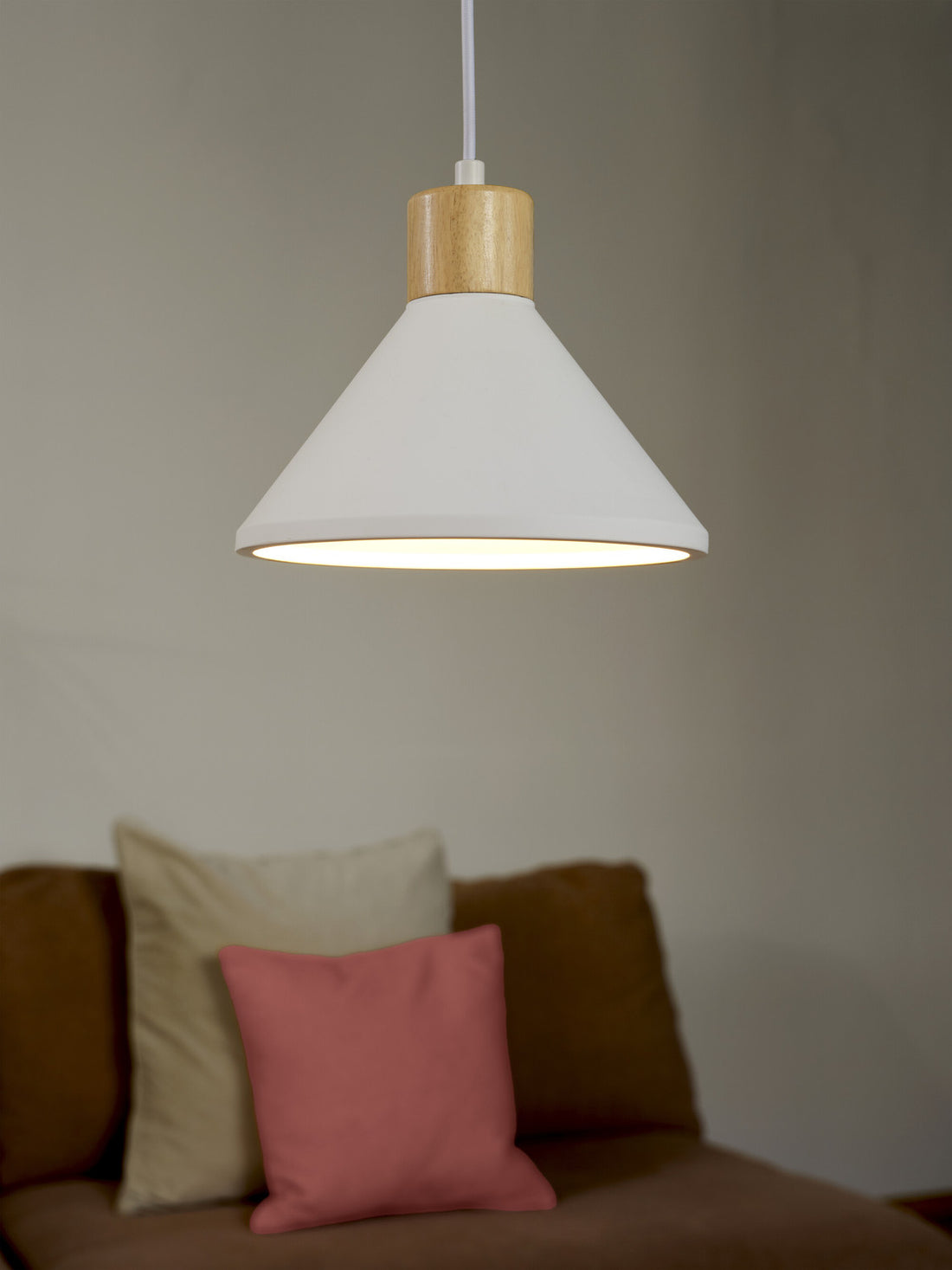 Suspension luminaire | Plaster Wood Blanche