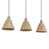 Suspension Raffia verte et marron, 3 lumières, linéaire