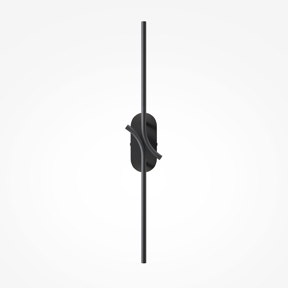 Version noire de l'applique, tube vertical et courbe sur plaque ovale mate