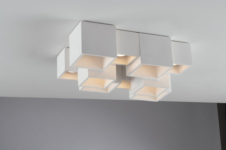 Plafonnier Foster blanc, plâtre, L 37 cm