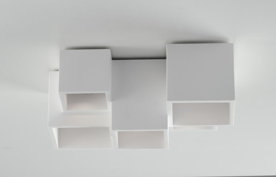 Plafonnier Foster blanc, plâtre, L 37 cm
